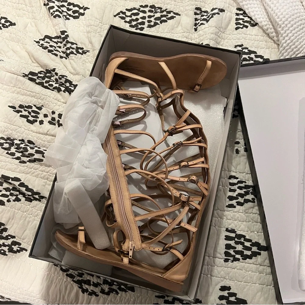 Free People Jeffrey Campbell Valley Gladiator Sandals Natural Leather Worn Once - Picture 4 of 7